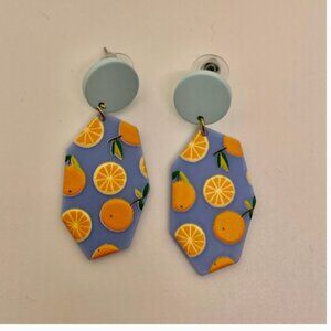 ⭐️✨ FREE Lemon Fruit Orange Boho Hipster Hippie Farm Art Deco Drop Geo Earrings